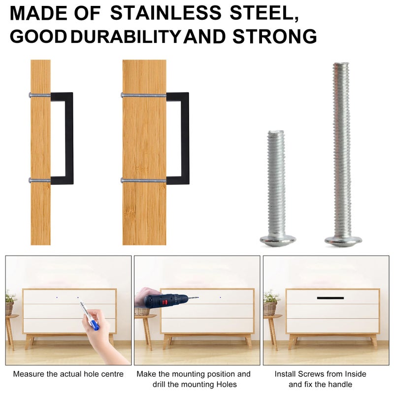 Redunest Cabinet Pulls Matte Black Cabinet Handles Square Drawer Pulls  20 Pack 8-4/5 Inch Stainless Steel Kitchen Door Cupboard Cabinet Handles  Drawer Hardware Handles  224mm Hole Centers - Image 3